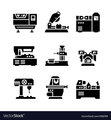 Set Icons Of Machine Tool Royalty Free Vector Image