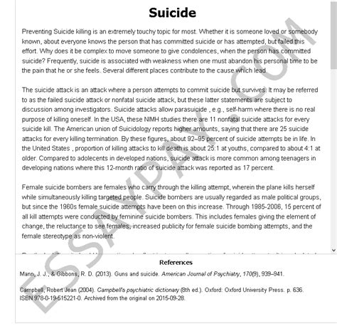 A special feeling of gratitude to my loving parents, william and louise johnson whose words of encouragement and push for tenacity ring in my ears. Suicide Essay Example for Free - 1207 Words | EssayPay