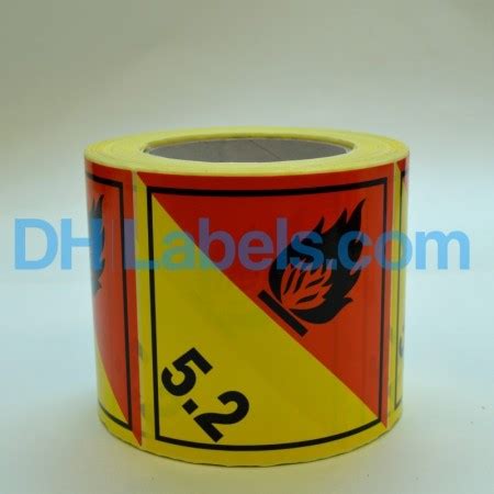 5 2 ORGANIC PEROXIDE Hazard Placard Self Adhesive Single Unit 100x1