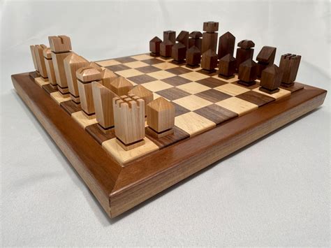 Walnut And Maple Chess Set Handmade Wood Chess Set Square Etsy