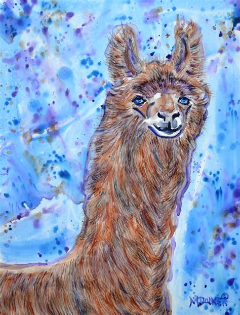 Laughing Paws Art Studio Melinda Dalke Colorful Llama Watercolor