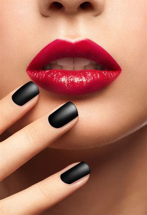 Red Lips Black Nails See More Nail Designs At