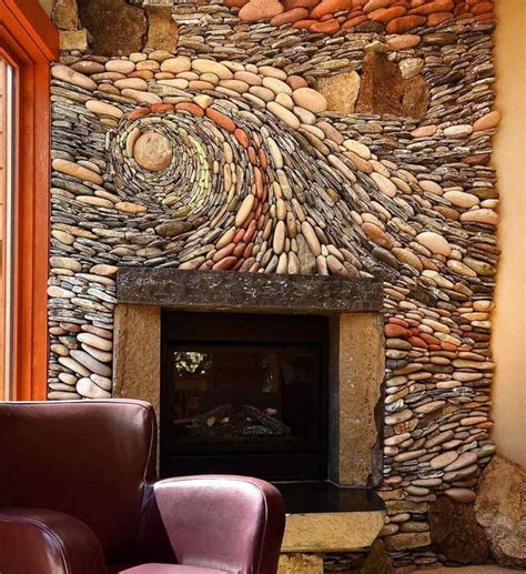 Rock Wall Interior Design Slate Tile With Brick Pattern Stone Wall
