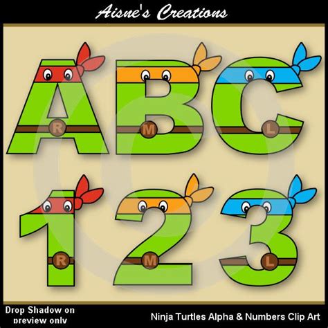 Ninja Turtles Alphabet Letters And Numbers Clip Art Graphics Lettering