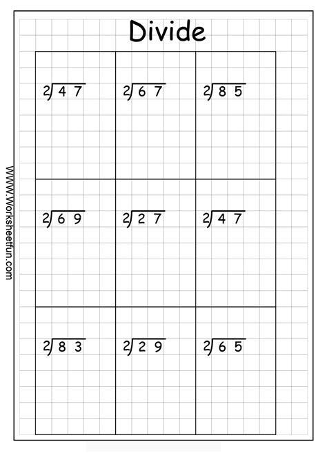 Long Division 2 Digits By 1 Digit With Remainders 8 Worksheets