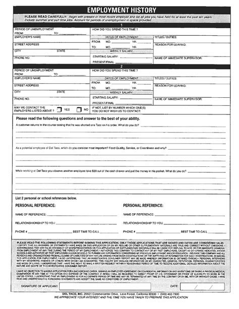 Del Taco Application Form Edit Fill Sign Online Handypdf