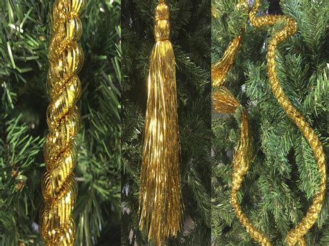 2m Christmas Decoration Gold Rope Tinsel Garland With 18cm Tassels For