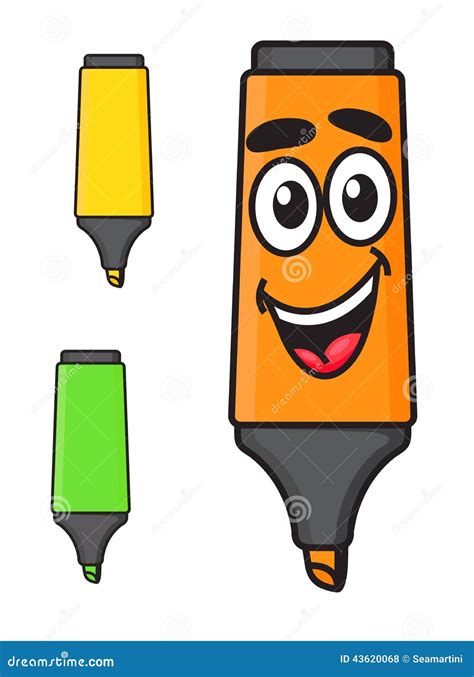 Cartoon Smiling Marker Character Stock Vector Illustration Of Icon
