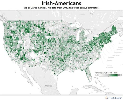 Map Of Irish Americans Irish American Map Irish