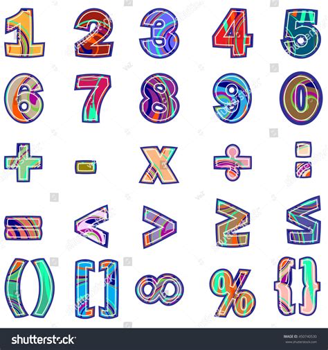 Fun Colorful Numbers Mathematical Symbols Stock Vector Royalty Free