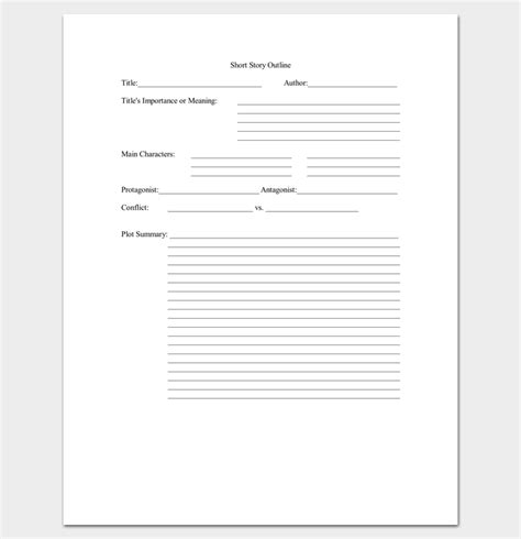 Short Story Outline Template 7 Worksheets For Word Pdf Format