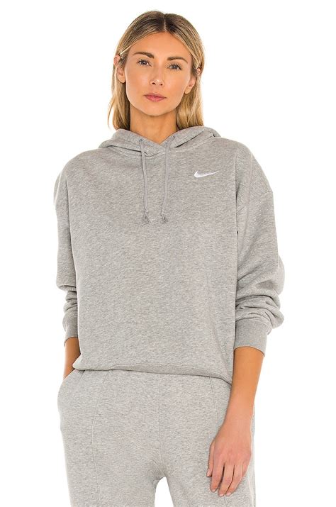 Nike Nsw Fleece Hoodie Sweatshirt In Dark Heather Grey Revolve