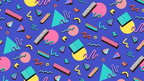 Colorful 90s Geometric Shapes Zoom Virtual Background Online Graphic