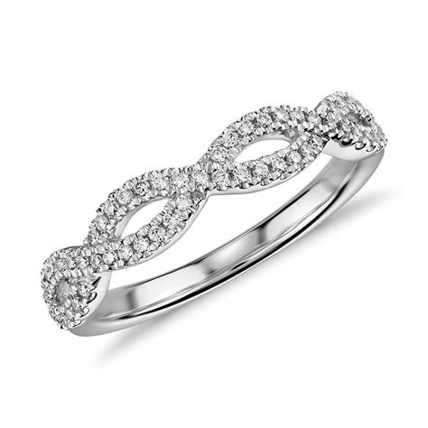 Infinity Twist Micropav Diamond Wedding Ring In K White Gold Ct Tw Blue Nile