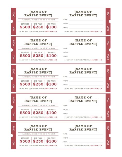 Free Printable Raffle Tickets With Stubs Free Download