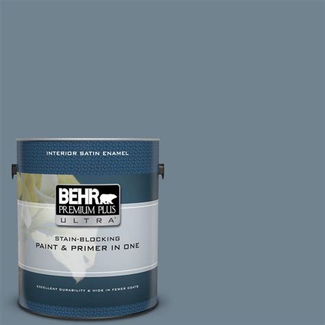 Behr Ultra 1 Gal N480 5 Adirondack Blue Satin Enamel Interior Paint