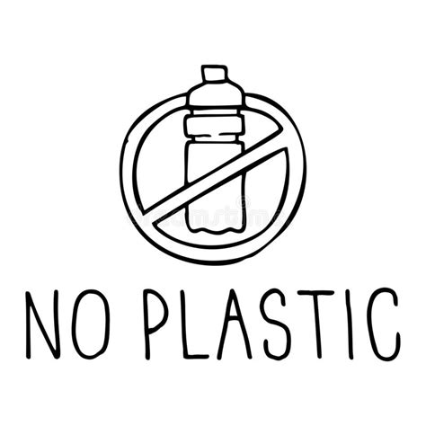 No Plastic Sign Vector Drawing And Lettering Stock Vector