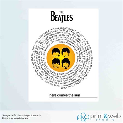 The Beatles Here Comes The Sun Lyrics Print Poster Lyric Art Etsy