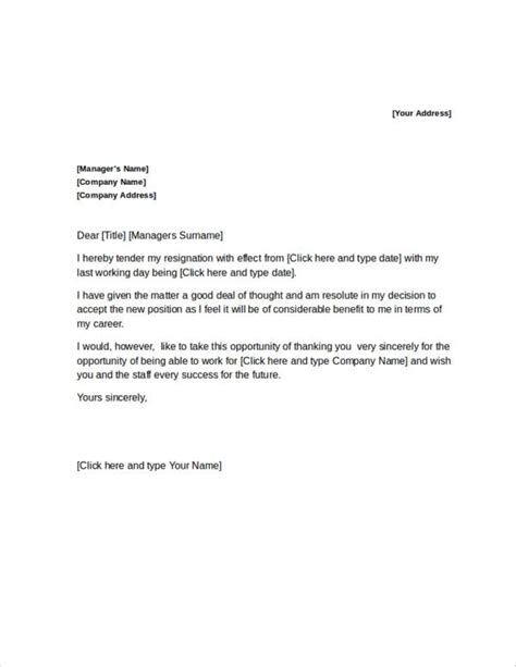 Free 14 Company Resignation Letter Samples In Pdf Ms Word