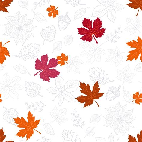 Hand Drawn Autumn Leaves Seamless Pattern 3095825 Vector Art At Vecteezy