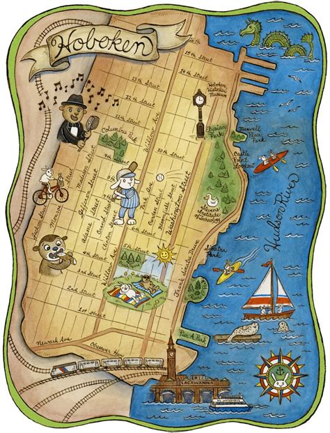 Map Of Hoboken New Jersey Archival Art Print 8 X Etsy