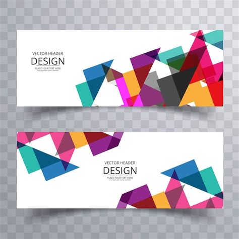 Free Vector Two Colorful Banners With Geometric Shapes