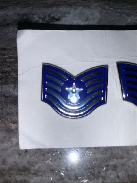 Pair Of Brand New Us Air Force E6 Tech Sergeant Rank Insignia Pins Ebay