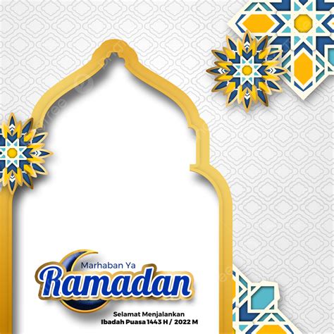 Gambar Marhaban Ya Ramadhan 1443 H Twibbon Banner Islamic Ornament