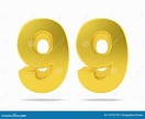 Gold Metal Número 99 Noventa Y Nueve Aislados En Fondo Blanco, 3d ...