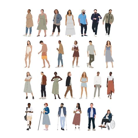 Pack Of 26 Illustrated Characters For Renders Sections And Elevations