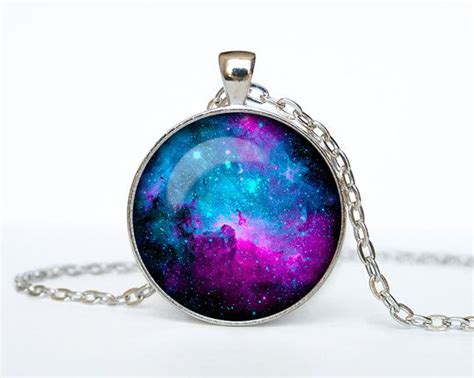 Nebula Pendant Galaxy Necklace Turquoise By Rainforestnecklaces