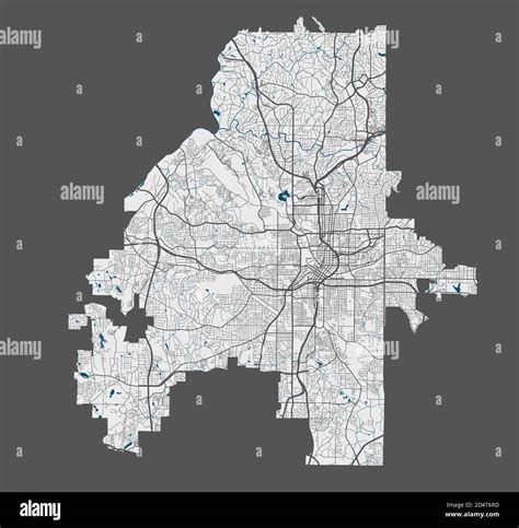 Atlanta Map Detailed Vector Map Of Atlanta City Administrative Area