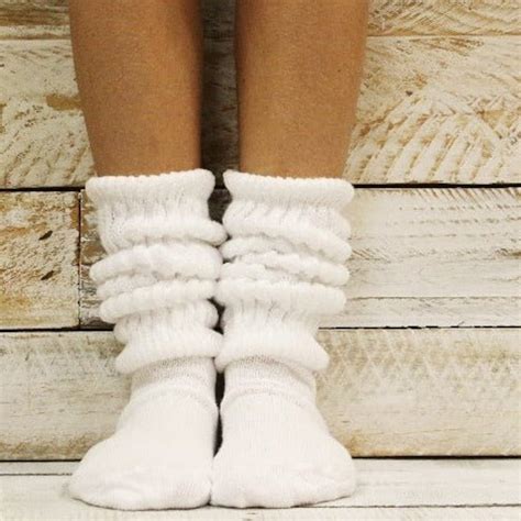 Quality Thick Super Slouchy Hooter S Style White Slouch Socks For Women American Made Scrunchie