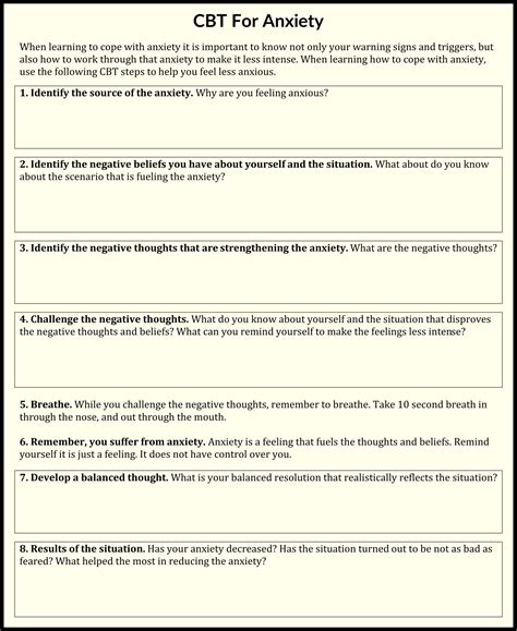 Printable Abc Worksheet Cognitive Therapy