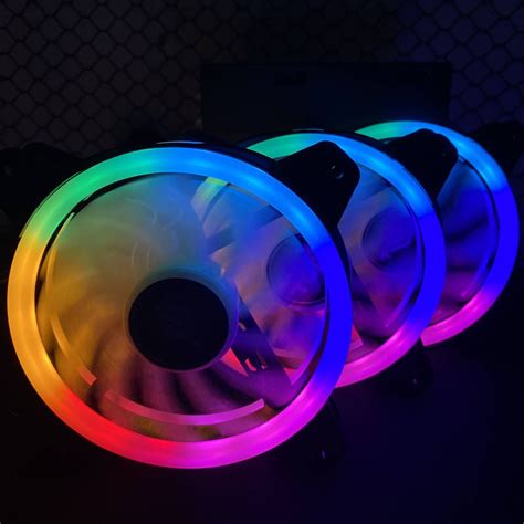 ygt fan double ring led rainbow 120mm case chassis cooling ring cpu fan computer chassis fan rgb