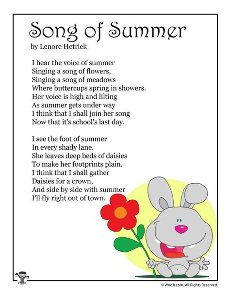 Summer Poems For Kids Summer Poems Kids Poems Poetry For Kids