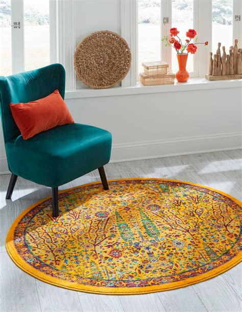 Yellow 5 3 X 5 3 Calypso Round Rug Rugsca