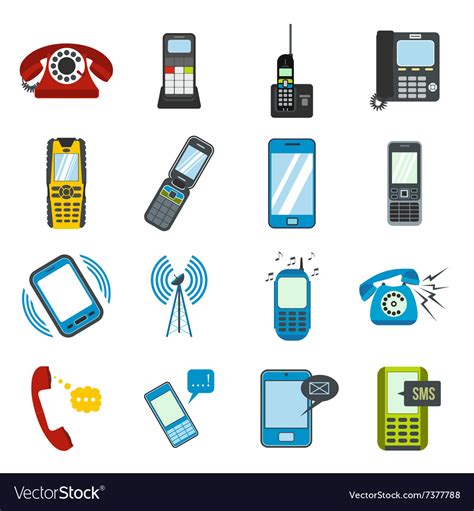 Phone Flat Icons Royalty Free Vector Image Vectorstock