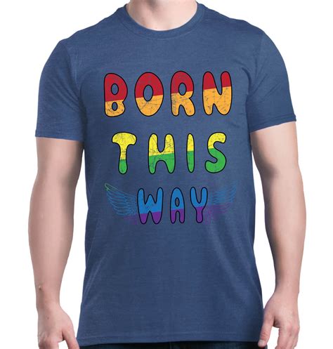 Shop4ever Mens Born This Way Gay Pride Graphic T Shirt