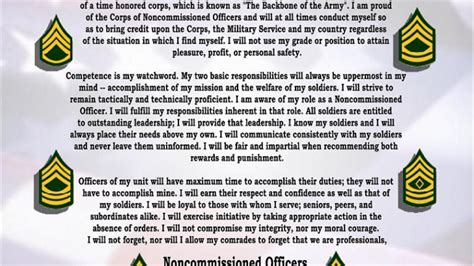 Creed Of The Nco Army Army Military