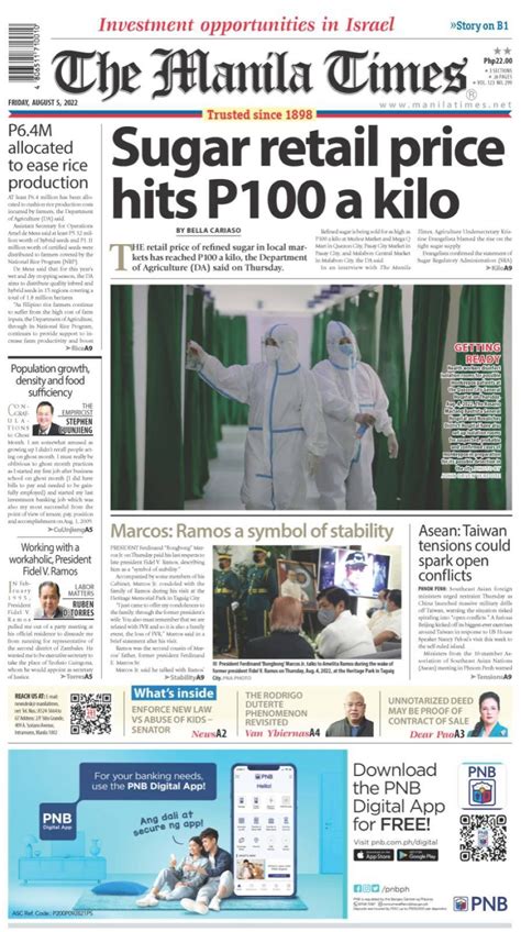 The Manila Times Front Page August 5 2022 The Manila Times