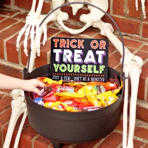 Diy Trick Or Treat Yourself Halloween Candy Bowl Sign Free Cut File