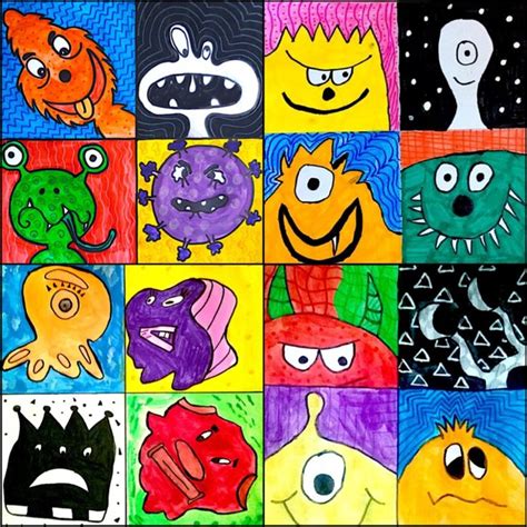 Monsters In Complementary Colors Color Art Lessons Halloween Art