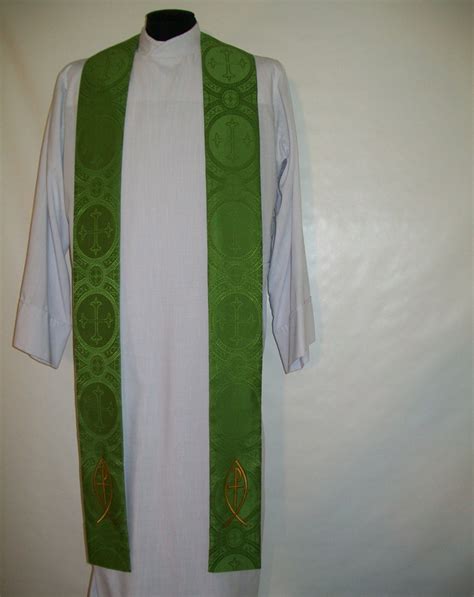 Clergy Stole Green For Common Season Liturgical Vestment On Minister