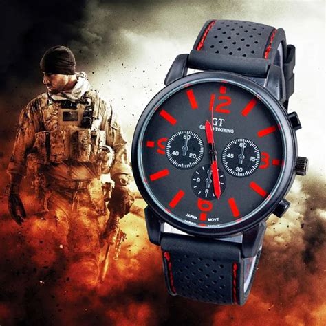 luxury red mens army watches army racing sports mens quartz wrist watch force military sport men