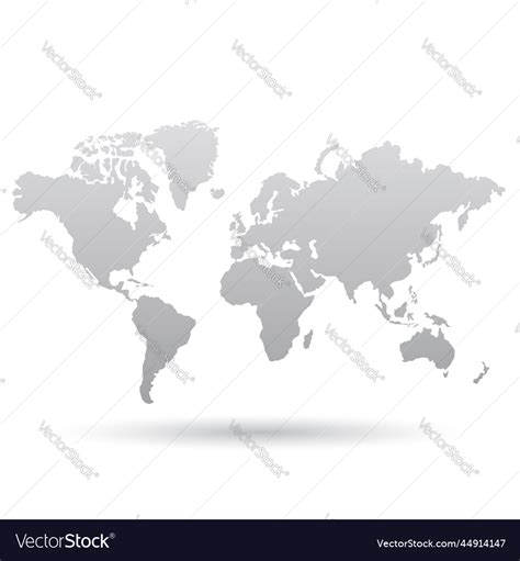 Grey World Map Outlines With A Shadow Royalty Free Vector