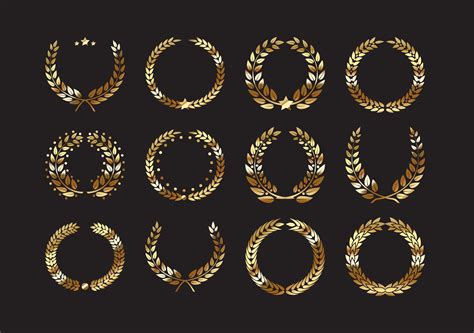 Set Of Gold Award Laurel Wreaths And Branches 346164 Vector Art At Vecteezy