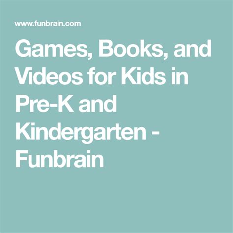 Games Books And Videos For Kids In Pre K And Kindergarten Funbrain