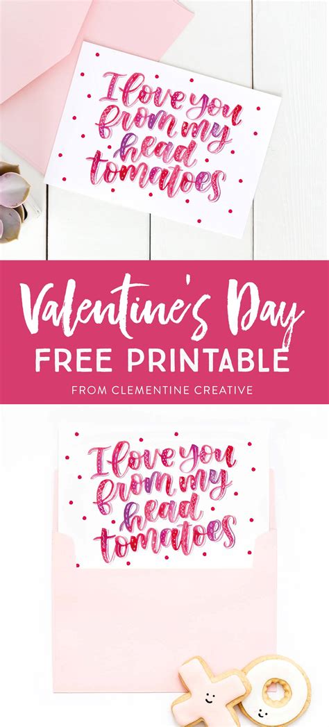 Jan 07, 2021 · cards and candy are the ultimate valentine's day pairing, and we love that chocolate hearts and lips match this printable set from party guru darcy miller so well. Free Printable Hand Lettered Valentine's Day Card with Punny Message