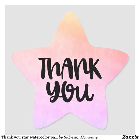 Thank You Star Watercolor Pastel Sticker Custom Stickers